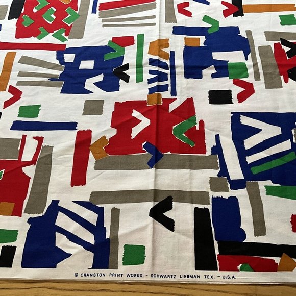 Cranston Print Works Aswartz Liebman Tex Cotton Fabric Geometric Primary Colored - Picture 9 of 15